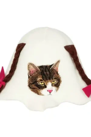 Bonnet de sauna - Chaton avec des nattes Achat Immédiat